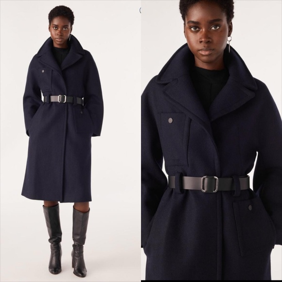 BA&SH haya belted navy wool blend coat FINAL PRICE - Picture 4 of 11